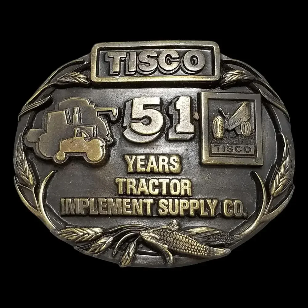 VTG Belt Buckle‎ 1987 Pewter TISCO 51 Years Tractor Implement Supply Co Siskiyou